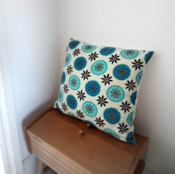 modflowers: blue vintage fabric cushion