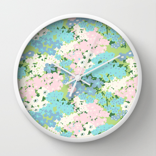 modflowers: clock design by Kate Gabrielle, from Society6