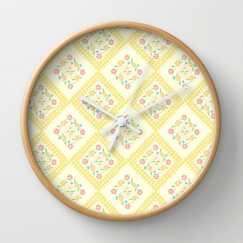 modflowers: clock design by Kate Gabrielle, from Society 6