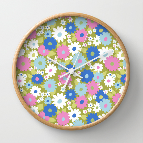 modflowers: clock design by Kate Gabrielle, available from Society6