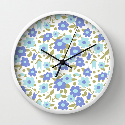 modflowers: clock design by Kate Gabrielle from Society6