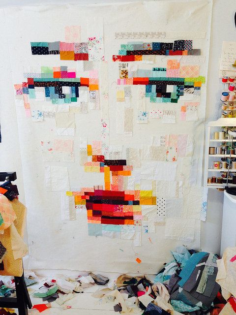 modflowers: improv pixel quilt by Melissa Averinos