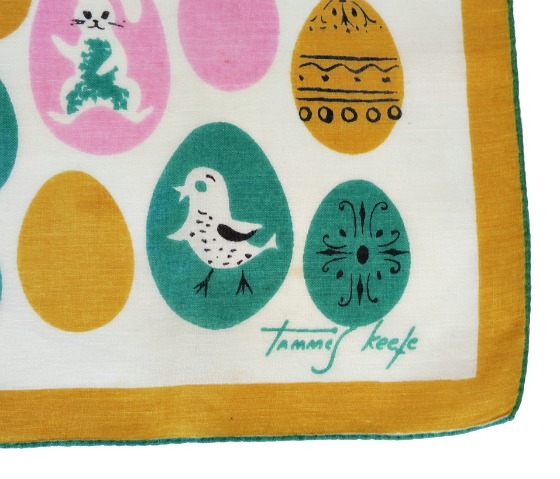 modflowers: Tammis Keefe easter egg handkerchief, 1950s