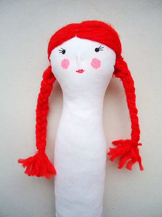 doll red hair plaits