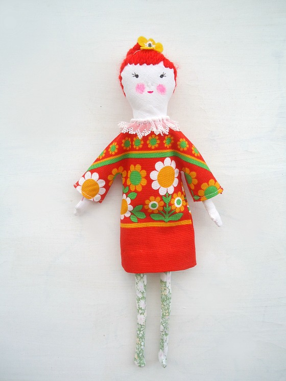 modflowers: handmade vintage fabric doll Abigail