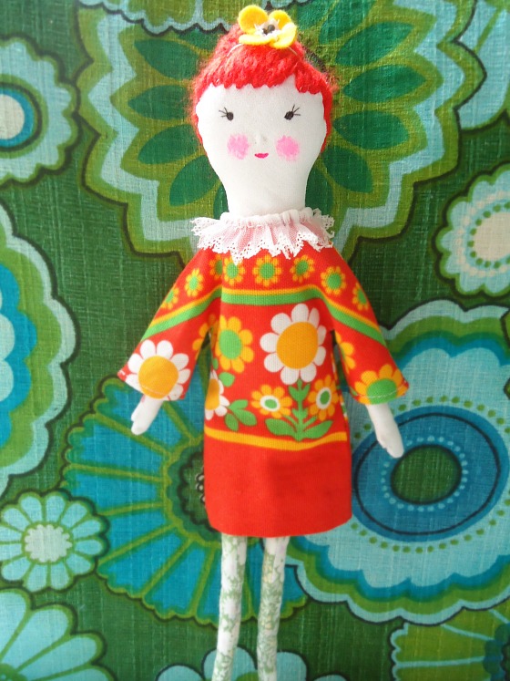 modflowers: handmade vintage fabric doll Abigail