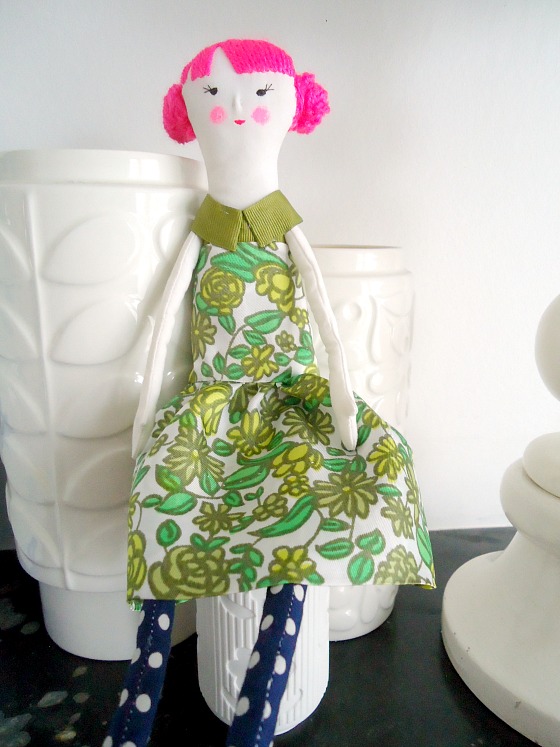 modflowers: handmade vintage fabric doll Cecily