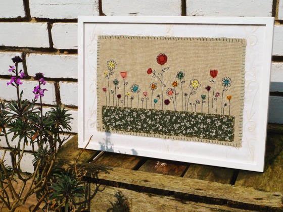 modflowers: framed embroidery by Anna Treliving