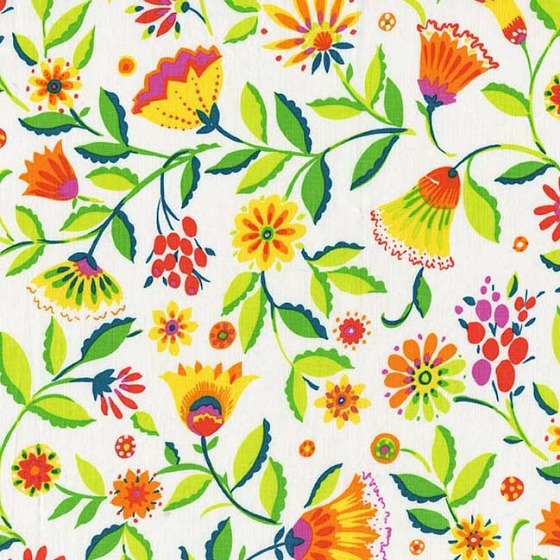 folk flower fabric by Sarah Campbell