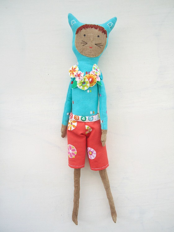 modflowers: Tropics boy doll made with Sarah Campbell's Melodies fabrics for Michael Miller