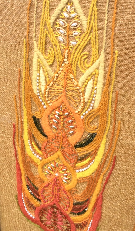 modflowers: stitches in time, Ear of Wheat vintage embroidery 