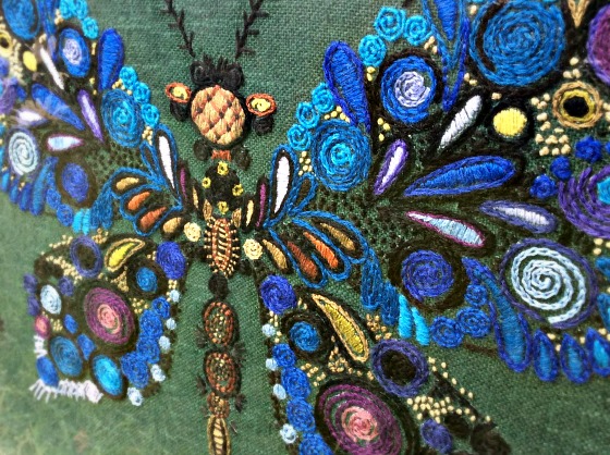 modflowers: stitches in time, Papillon vintage embroidery made from a Penelope kit