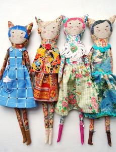 vintage Liberty fabric dolls by modflowers