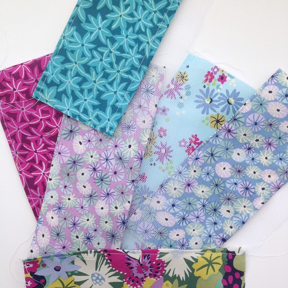 modflowers: Sea Holly lilac fabrics by Sarah Campbell for Michael Miller