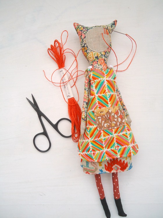 modflowers: handmade doll in Liberty print fabric