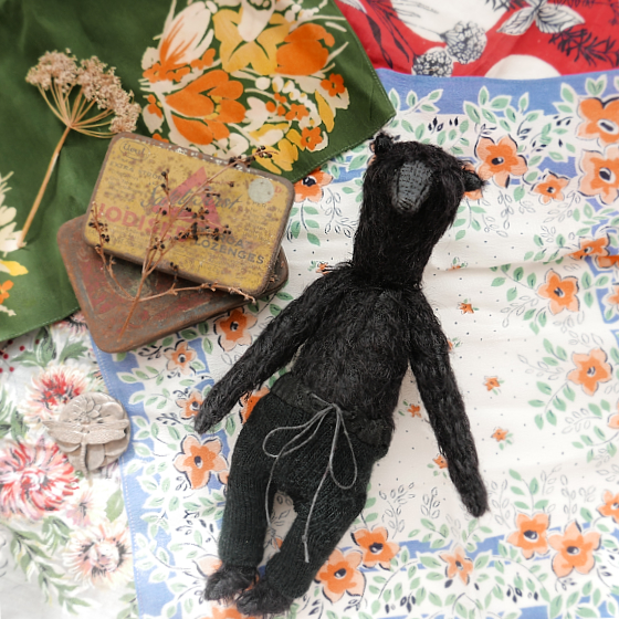 a revelation - a handmade black mohair bear by modflowers