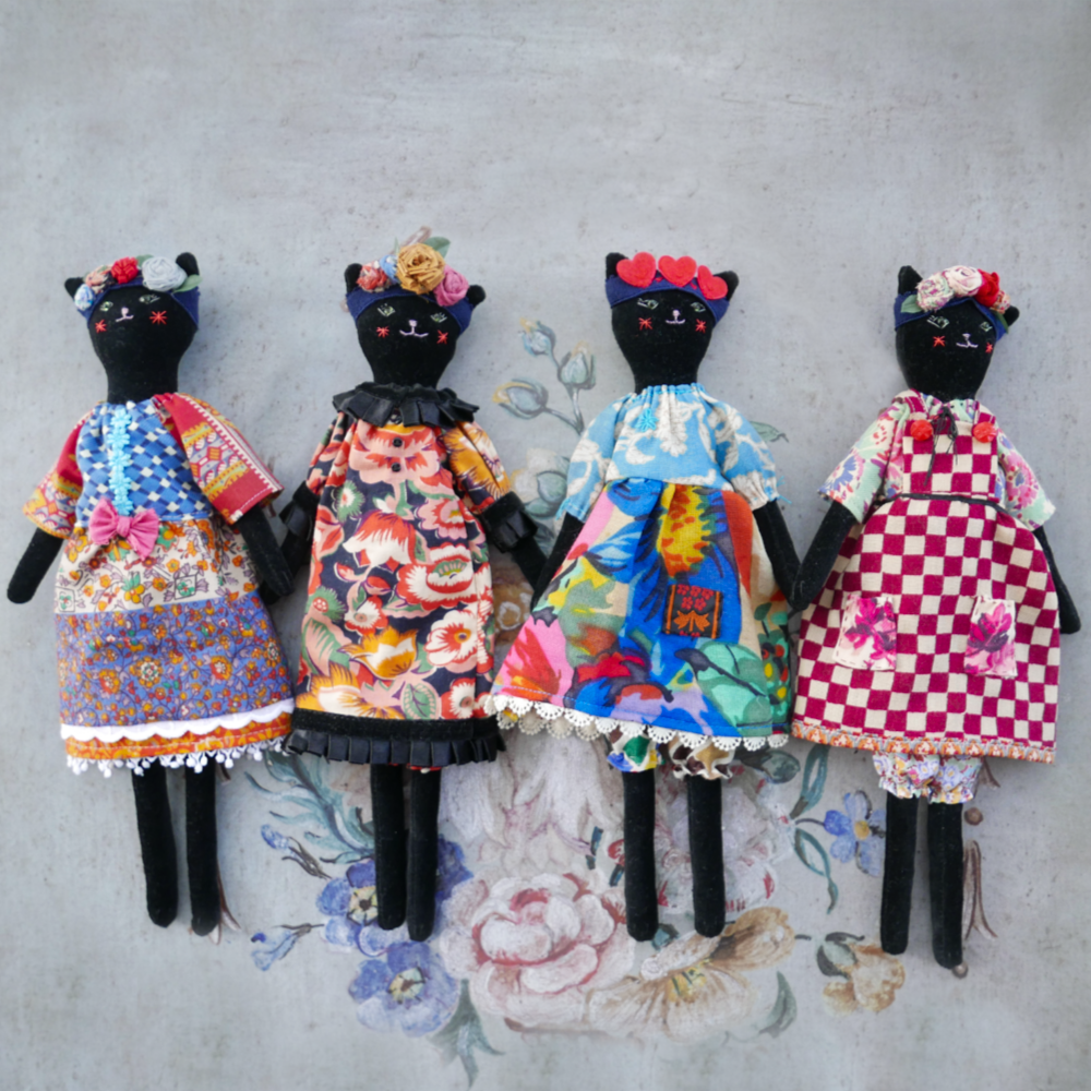 black velvet cat dolls by modflowers